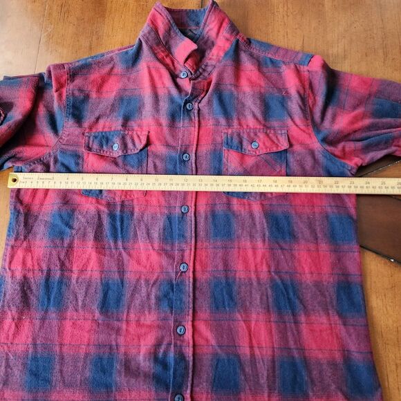 Burnside Flannel Long Sleeve Button Down Plaid Men Shirt Size M - Picture 6 of 12